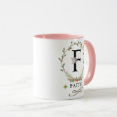 Niedlicher Blumenbrief F Monogramm-Tasse Tasse (VorderseiteRechts)