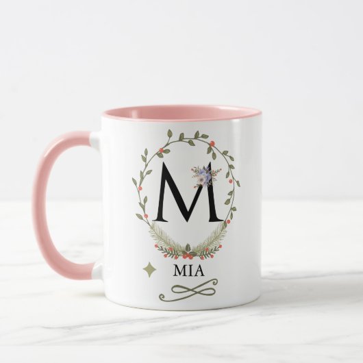 Niedlicher Blumenbrief M Monogramm-Tasse Tasse (Links)