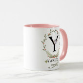 Niedlicher Blumenbrief Y Monogramm-Tasse Tasse (VorderseiteRechts)