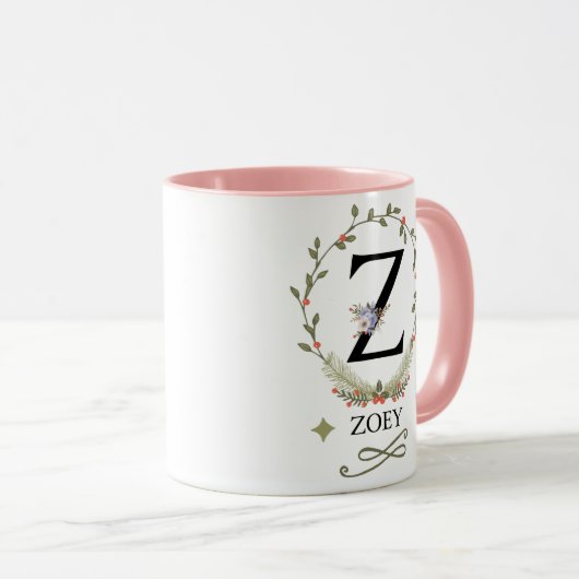 Niedlicher Blumenbrief Z Monogramm-Tasse Tasse (VorderseiteRechts)