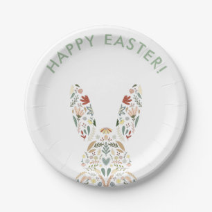 Niedlicher Blumenbunny Ostern Brunch Pappteller