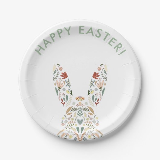 Niedlicher Blumenbunny Ostern Brunch Pappteller (Vorderseite)