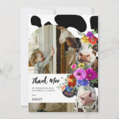 Niedlicher Blumendanken Moo Cow Geburtstag Dankeskarte (Vorderseite)