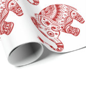 Niedlicher Blumenelementar in weißem Burgund Rot Geschenkpapier (Rolleneckpunkt)