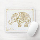 Niedlicher Blumenelephon & Frame Gold Glitzer auf  Mousepad (Mit Mouse)