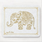 Niedlicher Blumenelephon & Frame Gold Glitzer auf  Mousepad (Vorne)