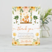 Niedlicher Blumenfox Geburtstag Dankeskarte (Stehend Vorderseite)