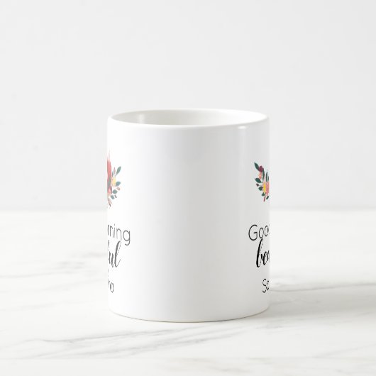 Niedlicher Blumenfox Guten Morgen schön Kaffeetasse (Mittel)