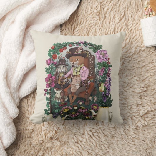 Niedlicher Blumenfox Mad Hatter Alice im Wunderlan Kissen (Decke)