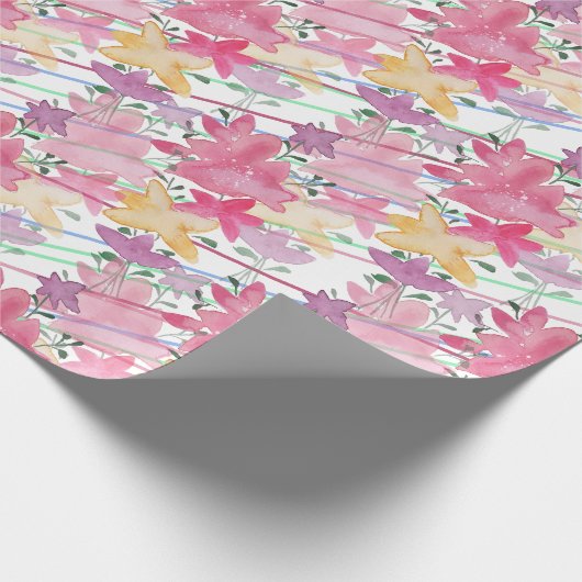 Niedlicher Blumenfrühling Land Thema Wasserfarbe K Geschenkpapier (Ecke)