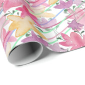 Niedlicher Blumenfrühling Land Thema Wasserfarbe K Geschenkpapier (Rolleneckpunkt)