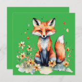 Niedlicher Blumenfuchs Einladung (Vorne/Hinten)