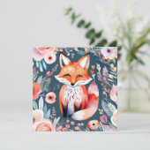 Niedlicher Blumenfuchs Einladung (Stehend Vorderseite)