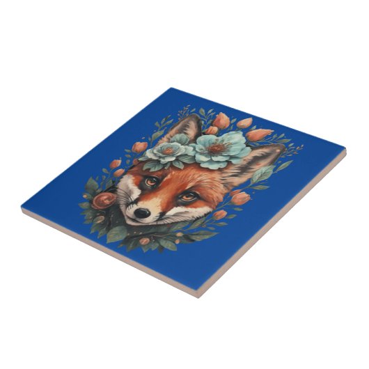 Niedlicher Blumenfuchs Fliese (Seite)
