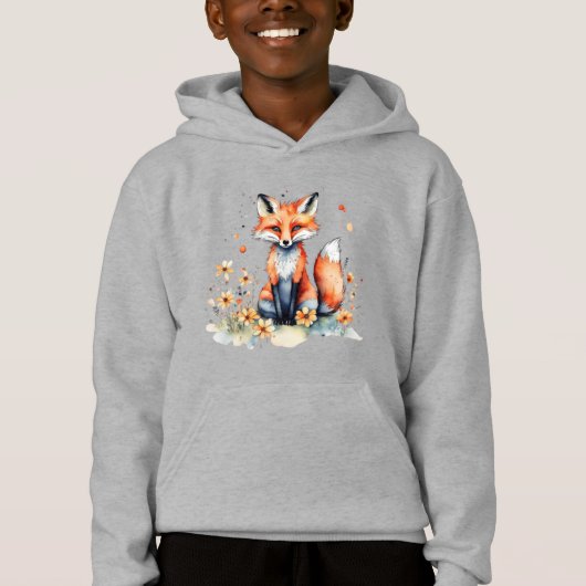Niedlicher Blumenfuchs Hoodie (Vorderseite)