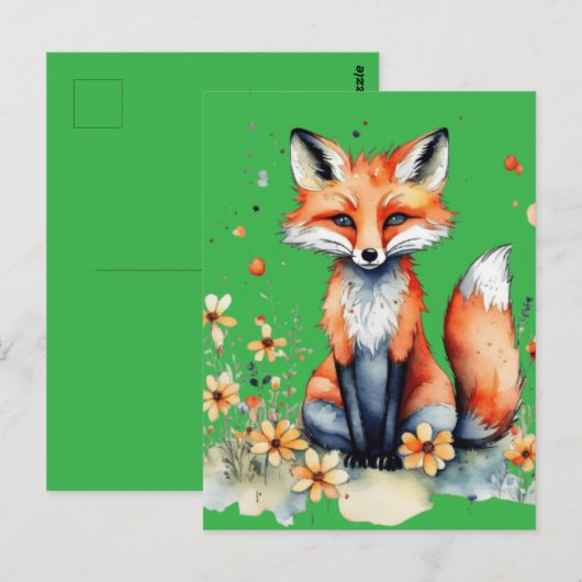 Niedlicher Blumenfuchs Postkarte (Vorne/Hinten)