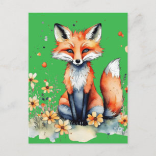 Niedlicher Blumenfuchs Postkarte