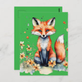 Niedlicher Blumenfuchs Postkarte (Vorne/Hinten)