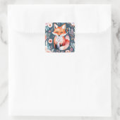 Niedlicher Blumenfuchs Quadratischer Aufkleber (Tasche)