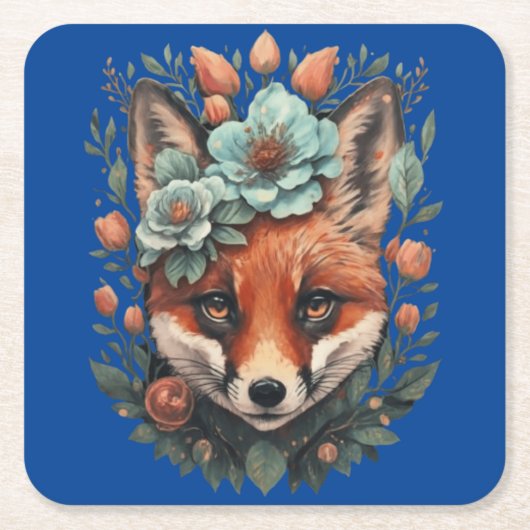 Niedlicher Blumenfuchs Rechteckiger Pappuntersetzer (Vorderseite)