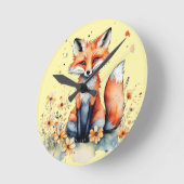 Niedlicher Blumenfuchs Runde Wanduhr (Winkel)