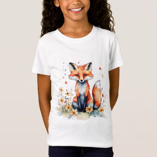 Niedlicher Blumenfuchs T-Shirt (Vorderseite)