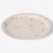 Niedlicher Blumengarten Cartoon 1. Geburtstag Part Pappteller (Schrägansicht)