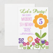 Niedlicher Blumengarten Geburtstagsparty Einladung (Vorne/Hinten)