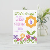 Niedlicher Blumengarten Geburtstagsparty Einladung (Stehend Vorderseite)