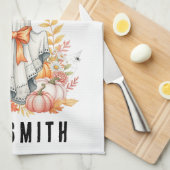 Niedlicher Blumengast|Spooky Sweet Fall Halloween Geschirrtuch (Viertel Falte)