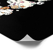 Niedlicher Blumengast Trinkkaffee Halloween-Geist Poster (Ecke)