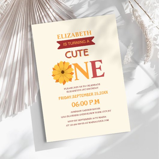 niedlicher Blumengeburtstag Einladung