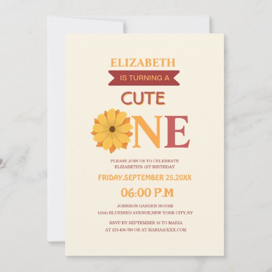 niedlicher Blumengeburtstag Einladung (Vorderseite)