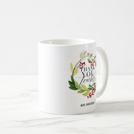 niedlicher, blumengeschmückter Lehrer Kaffeetasse (VorderseiteRechts)