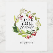 niedlicher, blumengeschmückter Lehrer Weinetikett (Einzelnes Label)