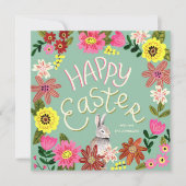 Niedlicher blumengeschmückter Oster Feiertagskarte (Vorderseite)