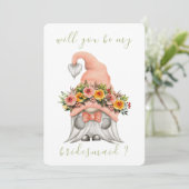 Niedlicher Blumengnoom wird meine Bridesmaid sein Einladung (Stehend Vorderseite)