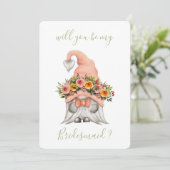 Niedlicher Blumengnoom wird meine Bridesmaid sein Einladung (Stehend Vorderseite)