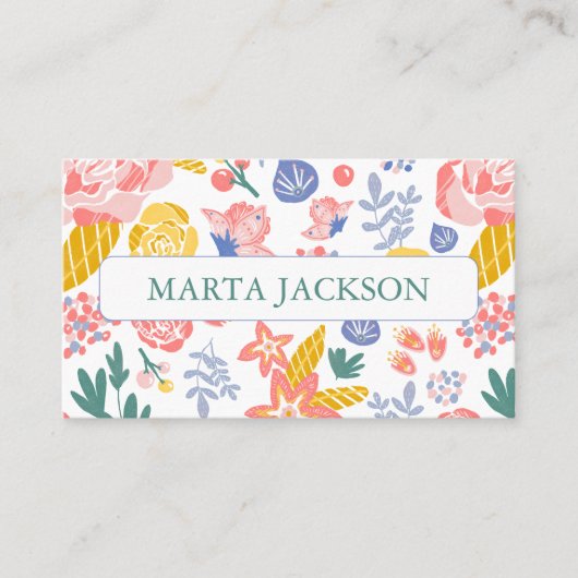 Niedlicher Blumenhaar Visitenkarte (Vorderseite)