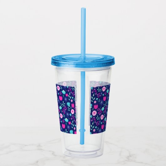 Niedlicher Blumenhintergrund Acryltrinkbecher (Rechts)