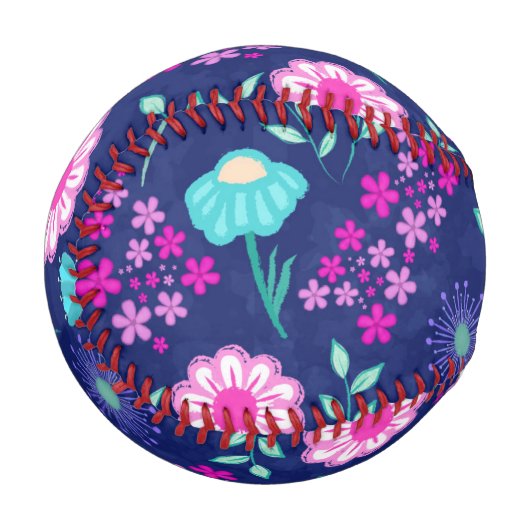 Niedlicher Blumenhintergrund Baseball (Vorderseite Links)