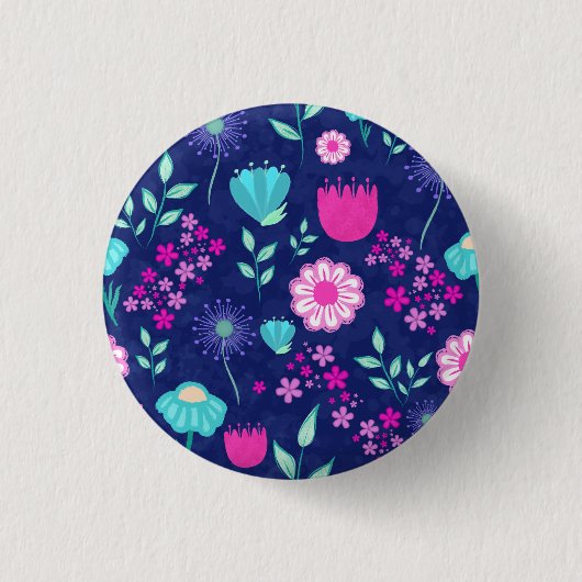 Niedlicher Blumenhintergrund Button (Vorderseite)