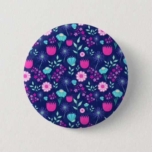 Niedlicher Blumenhintergrund Button (Vorderseite)