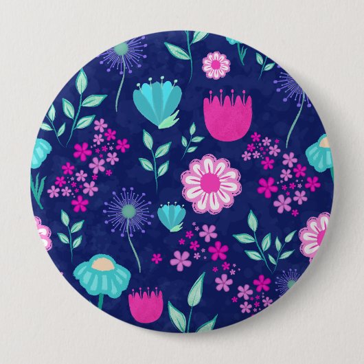 Niedlicher Blumenhintergrund Button (Vorderseite)