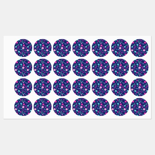 Niedlicher Blumenhintergrund Etiketten (Blatt)