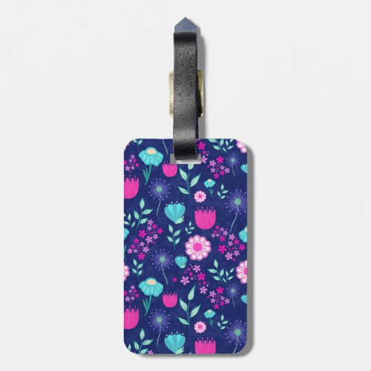 Niedlicher Blumenhintergrund Gepäckanhänger (Rückseite vertikal)