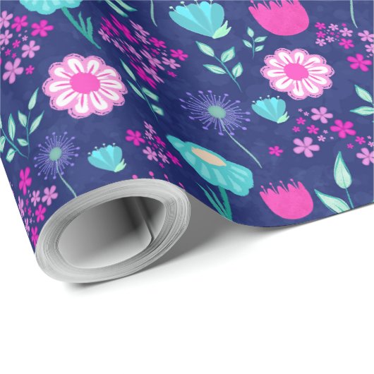Niedlicher Blumenhintergrund Geschenkpapier (Rolleneckpunkt)