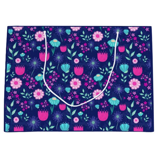 Niedlicher Blumenhintergrund Große Geschenktüte (Vorderseite)