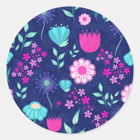 Niedlicher Blumenhintergrund Runder Aufkleber (Vorderseite)