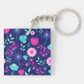 Niedlicher Blumenhintergrund Schlüsselanhänger (Rückseite)